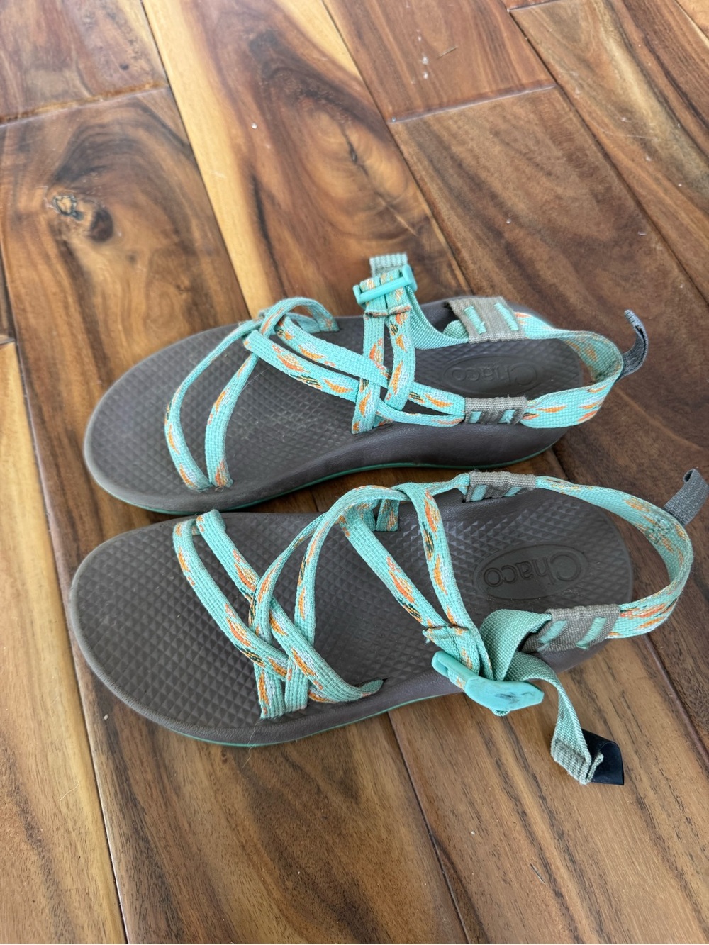 Chaco Kid’s Sport Sandals in Teal/Orange